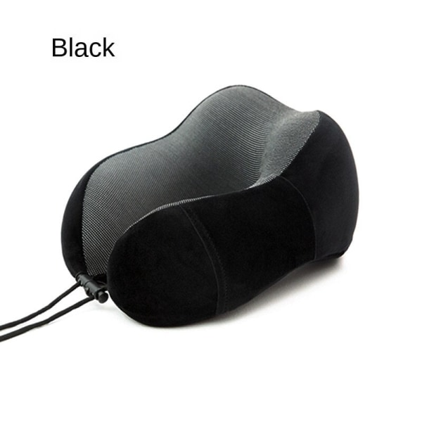 Blød behagelig rejsepude opbevaring nakkepude Magnetisk klud U-formet memoryskum Black High density neck pillow