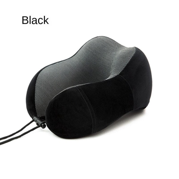 Pehmeä mukava matkatyynyn säilytys kaulatyynyn magneettinen kangas U-muotoinen memory foam Black High density neck pillow