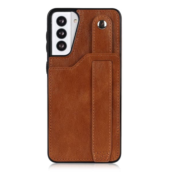 Fodral för iPhone 14plusbrunt armband läder mode korthållare multifunktionsfack anti-fall