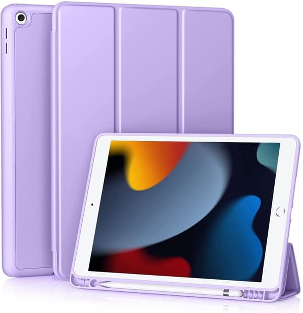 Stilfuldt etui til iPad mini6 lys lilla silikone læderrem