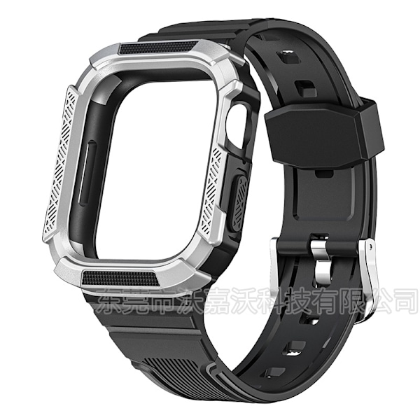 Klockarmband för Apple Watch iWatch 44/45mm Svart med Silver
