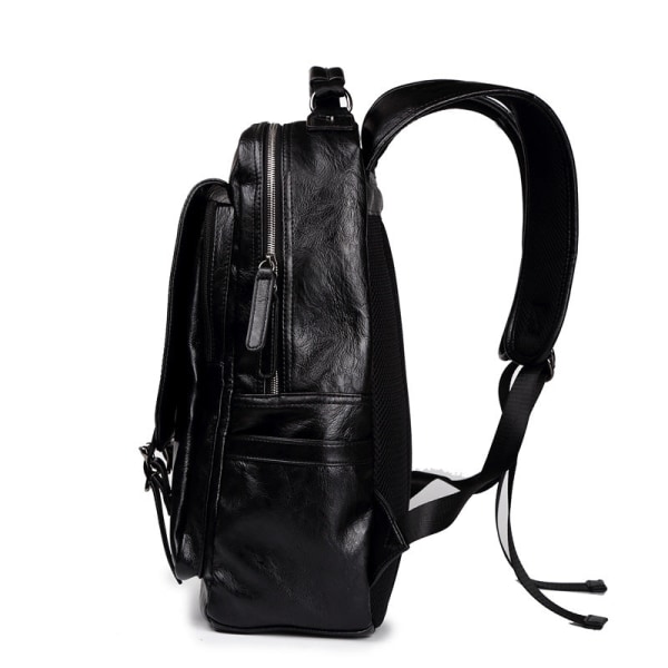 Skoleelev rygsæk College bogtaske rejsetaske Fashion Trend Release Buckle PU Læder Gray
