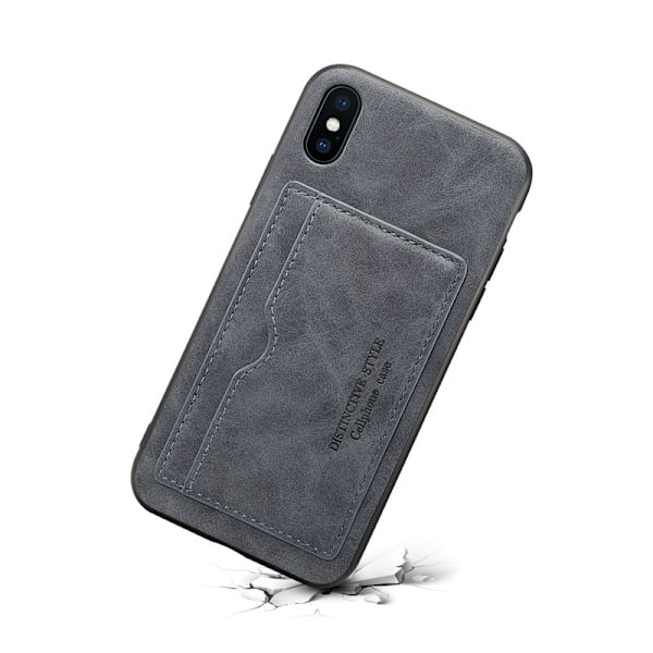 Kotelo iPhone 13 6.1 tuuman puhelimelle, tummanharmaa nahkainen korttipaikka