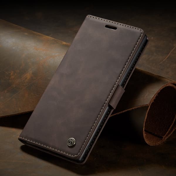 Etui til Samsung A71 kaffe Læder kort flip