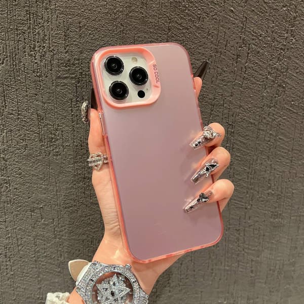 2 st Fodral för iPhone 17 Pro Max Rosa målad matt dubbellagersfärg silver