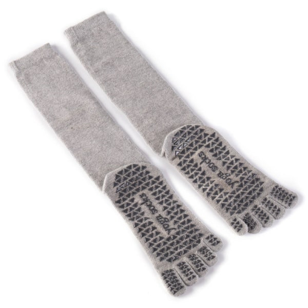 2 par dame og mænd silikone skridsikker yoga pilates sokker, flerfarvet bomuld lange rør tå sokker Female dark gray