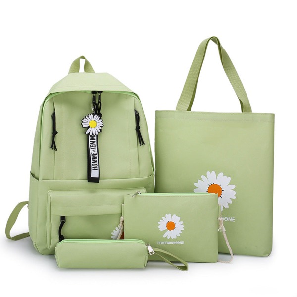 Kvinder pige rygsæk skuldertaske skoletaske Style Little Canvas Early Student Simple Light green 29*12*42cm