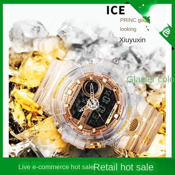 Miesten kellot Opiskelijaurheilun elektroniset watch Lahja Transparent Black Gold