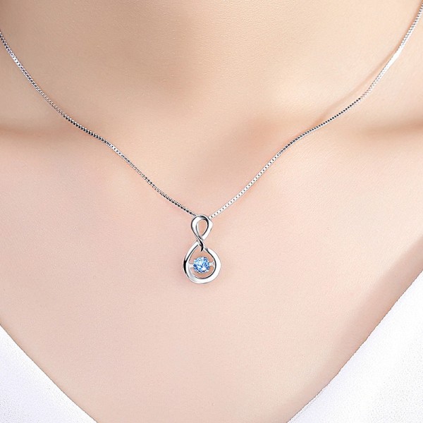 Kvinner Halskjede Kjede Choker Anheng Smykker Jenter Gave S925 Sølv Elegant Smart Sterling Sølv Blue Zirconium