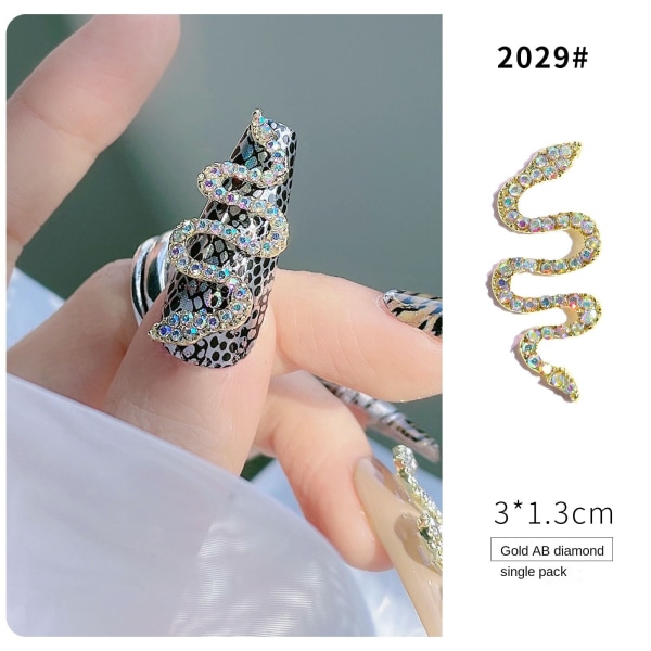 Kynsikoristeet Nail Art Timanttilejeeringistä Snake Rose Gold and Silver Full Diamond kolmiulotteiseen manikyyriin 2029