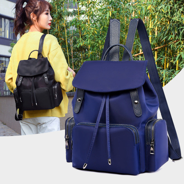 Kvinnor flicka ryggsäck axelväska skolväska Oxford tyg koreansk stil All-Match Casual Travel Canvas Stor kapacitet Black