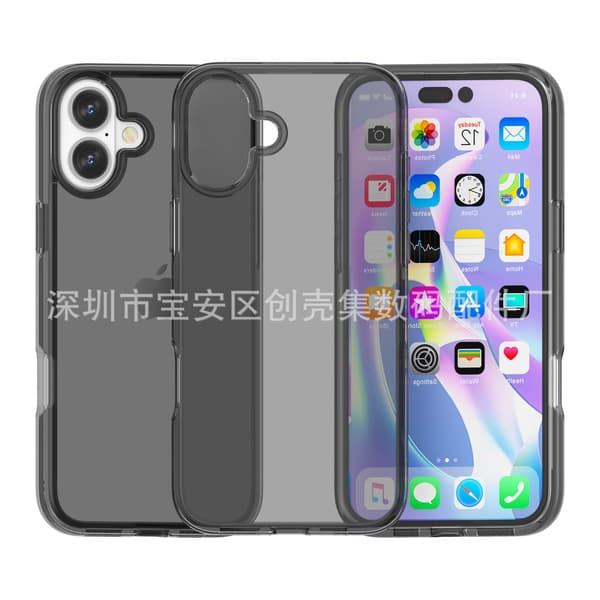 Skal för iPhone 17 PRO Transparent Grå Stort Hål Terminator Shiny Defender