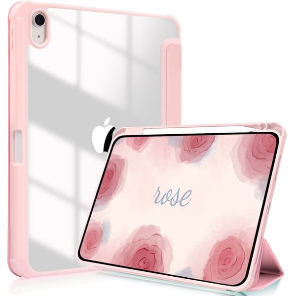 Etui til iPad Air1/2 9.7\" 2017/2018 lyserød tri fold høj transparens læder
