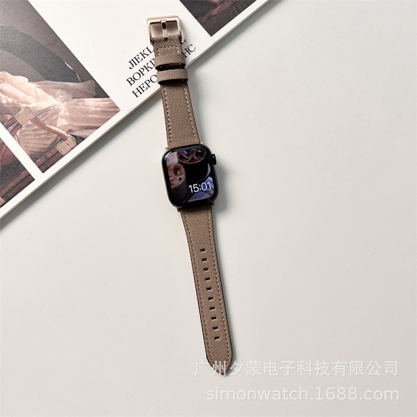 Kellon ranneke Apple Watch iWatch 42mm 10. sukupolvi ruskea ruusukullanvärinen solki