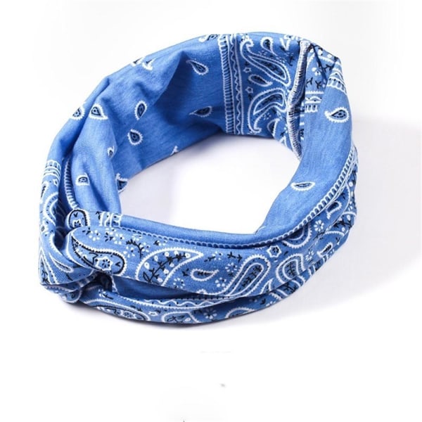 Twist Elastic Turban Pannband Head Wrap Hårband Huvudbonader Bandana Håraccessoarer Blue