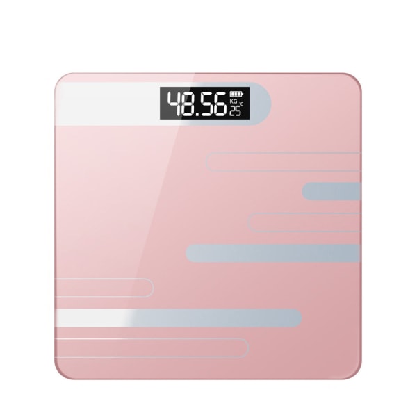Kropsvægtsvægt Badeværelse rund hjørne Platform Digital Elektronisk Smart Home Health Glass Striped pink 26 * 26CM rechargeable