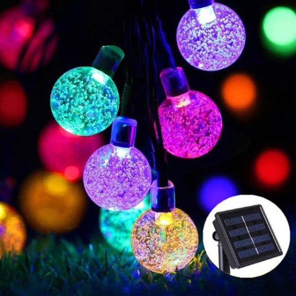 20/30/50 LED krystall solcellelamper Fairy Lights Utendørs Vanntette String Lights for Hagegård Hjem Bryllup Julepynt multi-Color 1.8cm Bulbsx20-5M