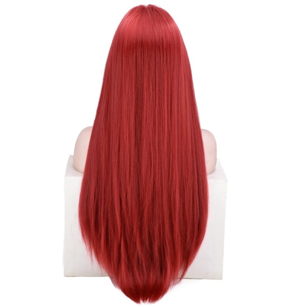 Kvinner parykk Front blonder Kjemisk Fiber Langt rett hår W411 Wine Red