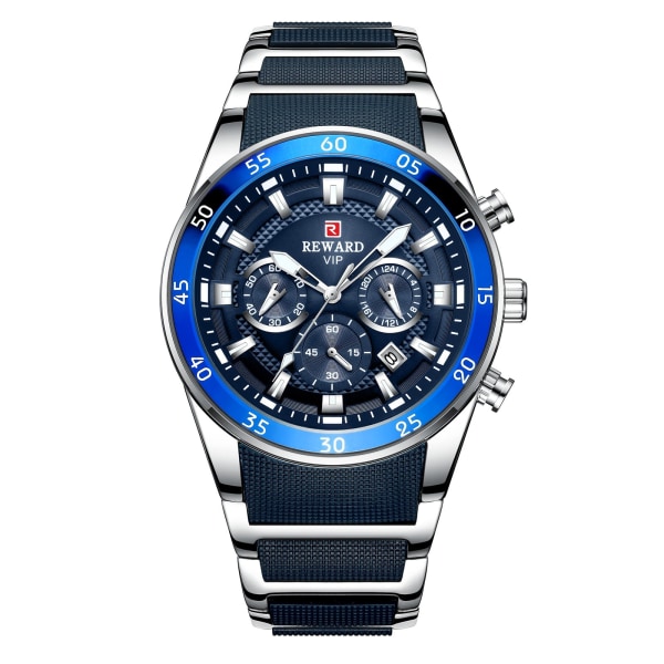 Herreure Multi-Function Sports Watch Kalender Lysende Vandtæt Gave Blue face A