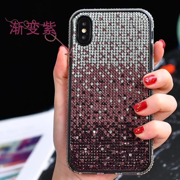 Deksel til iPhone 17 Pro Gradient Lilla Diamant Gradient Rhinestone Trendy Merke