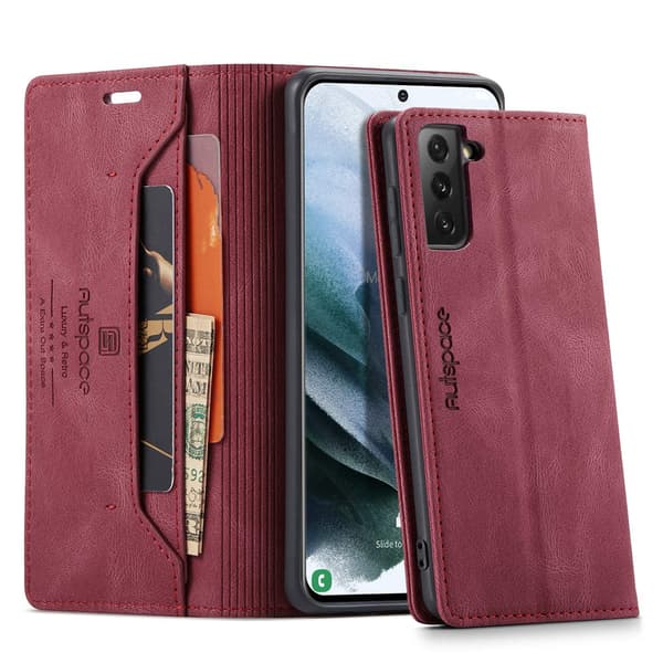 Etui til Samsung S20 Plus rød Lær flip kort magnetisk