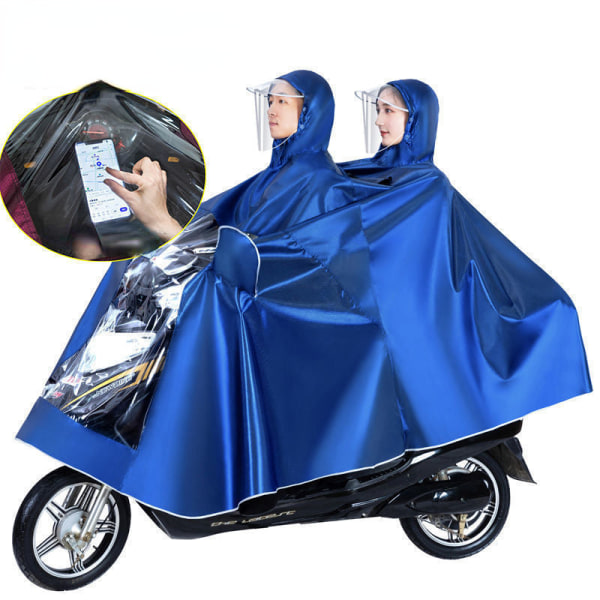 Regnfrakk Regndress Elektrisk Motorsykkel Lang Regntett Enkel Dobbel Riding Fortykket 7XL double Blue