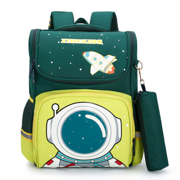 Space Planet Astronaut Grundskoletaske med Penalhus Dark green 26*13*37cm