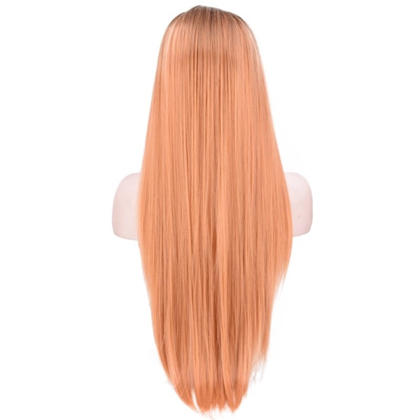 Kvinner parykk blonder kjemisk fiber gradient rosa langt hår rett hår W444