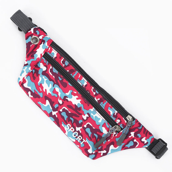 Fanny Pack Løbebælte Taljetaske Organizer Modefunktioner Multi-Rain Proof Rose Red 32*20*11