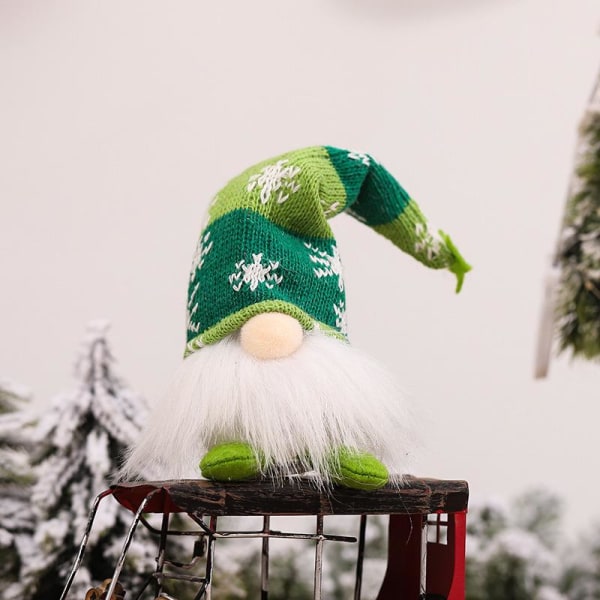 Santa Gnome juledekoration med stjernehat Rudolph tegneserie plysdukke glødende Green Medium-short leg