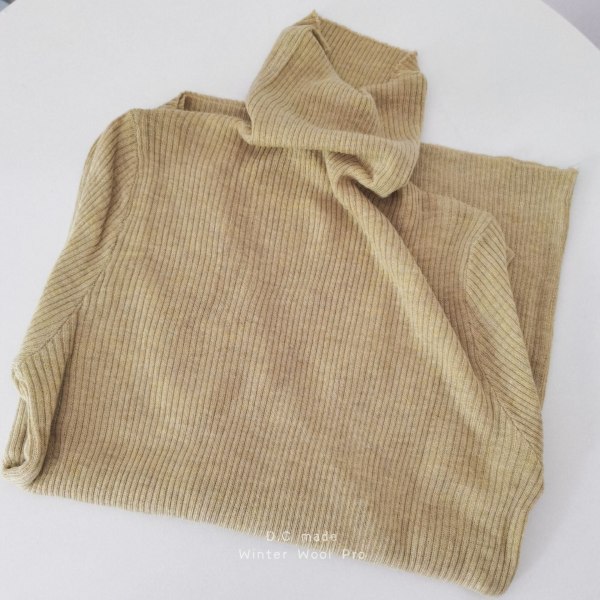 Kvinder Strik Efterår Vinter Sweater Enkel Uld Løje Krave Bund Indvendig træ Øre rullekrave Apricot 58*83*61cm