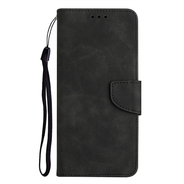 Fodral för iPhone 14 svart solid flip blad kortplats läder solid hudkänsla spänne