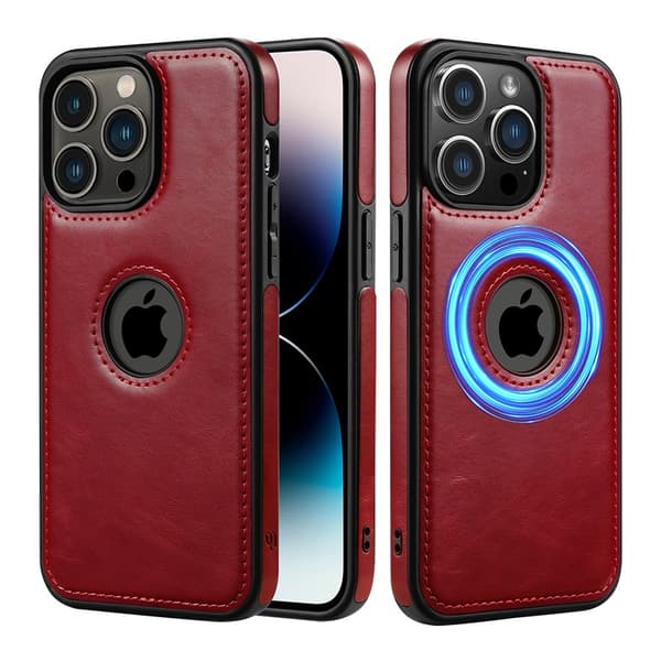 Etui til iPhone 17 Charm Red Fuld Dækning Lædertekstur