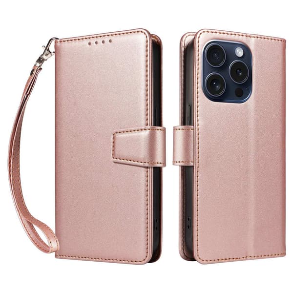 Fodral för iPhoneSE4 roséguld läder anti-magnetisk tyg flip