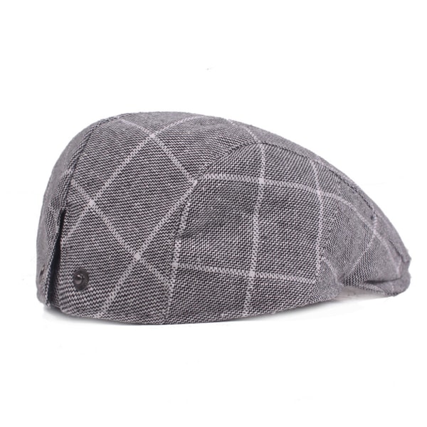 Barettihattu Taiteellinen nuori baretti miesten ruudullinen cap College tyylinen tytön cap Dark gray Adjustable