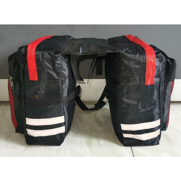 Cykel Mountain Bike Bag Bagstativ taske Dobbelt bæretaske Red 26.5*16*31.5cm