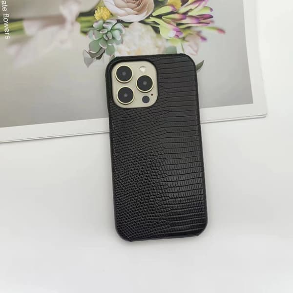 Etui til iPhone 17 Pro Sort Lizard Tekstur Hård Varmeafledning Tekstur