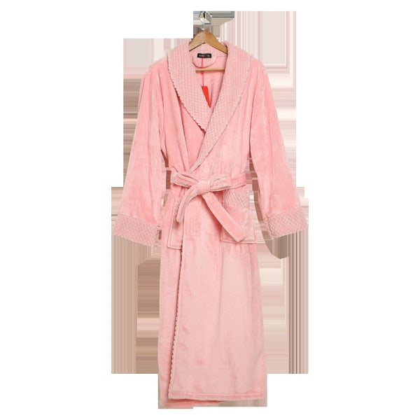 Plus Size flannel par badekåbe kvinders forlænget tyk koral fløjl sovekjole mænds vinter pink-male M
