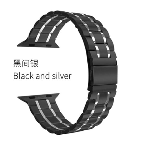 Urrem til Apple Watch iWatch 42-44-45 Sort Sølv