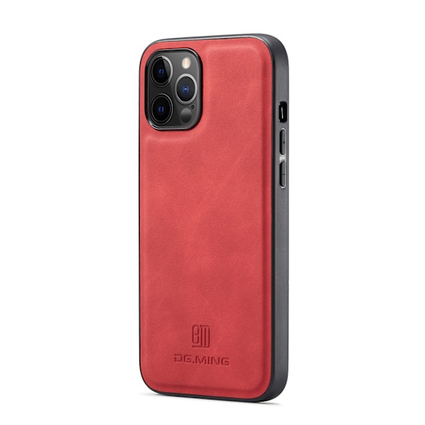 Etui til iPhone 13 Pro enkelt bund etui rød magnetisk kortholder delt pung læder