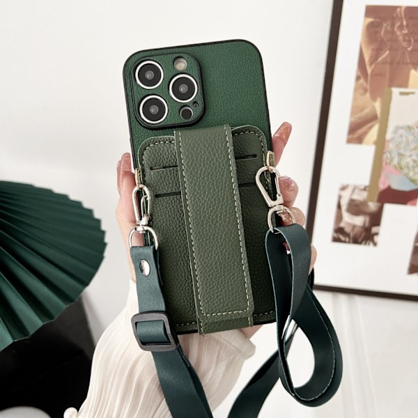 Etui til iPhone 13 Pro med 3 kortholdere, crossbody-rem og multifunktion
