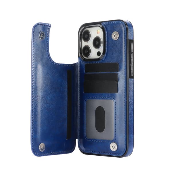 Etui til iPhone 16 Pro Max, blå multifunktions kortholder