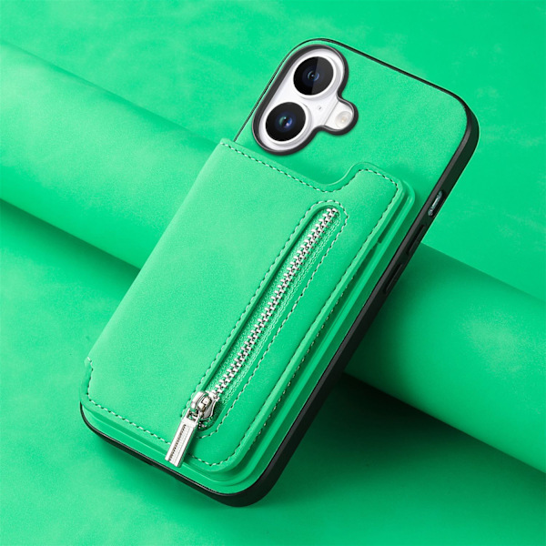 Etui til iPhone16pro grøn magnetisk to i en aftagelig multi-kort opbevaringsstand anti-fald
