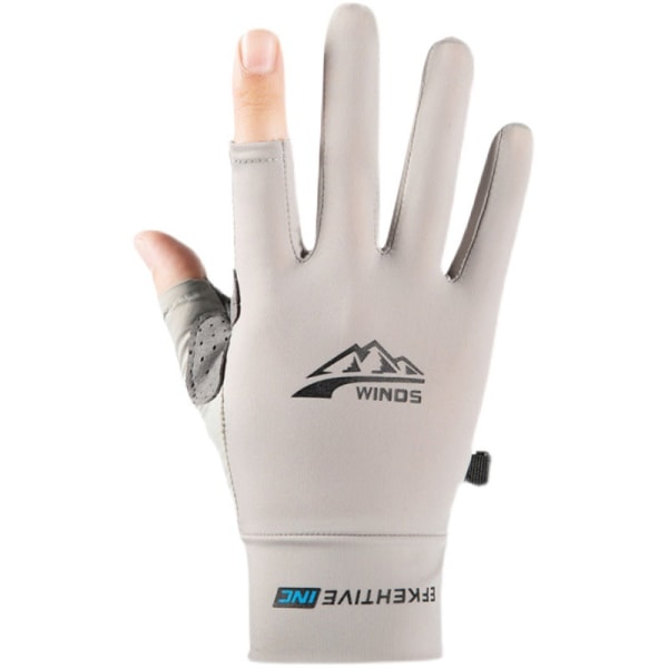 Kvinder Mænd Cykelhandsker Solbeskyttelse Sommer Is Silke UV Beskyttelse Touch Screen Cykling Two-finger White M