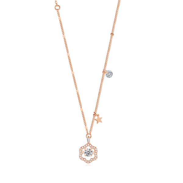 Kvinner Halskjede Kjede Choker Anheng Smykker Jenter Gave Rhinestone Zircon Star 925 Sterling Sølv Rose Gold 925 silver