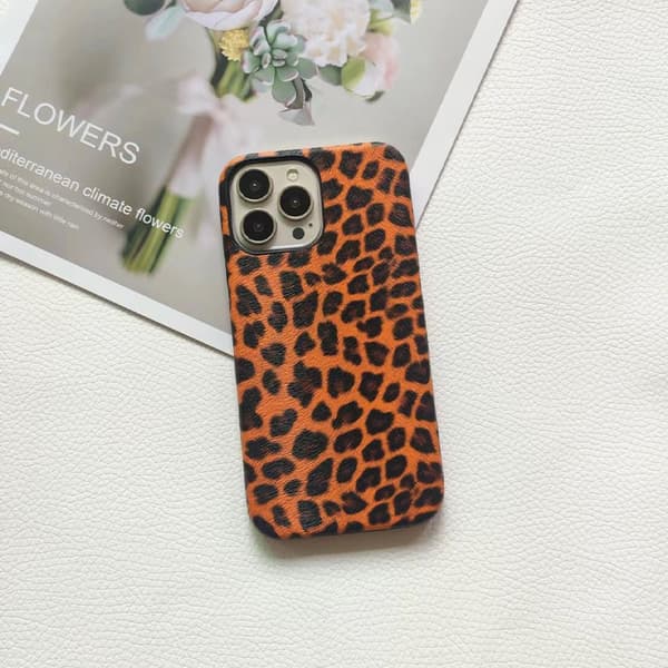 Skal för iPhone 17 Pro Max Orange Leopardtryck Halvtäckande Textur