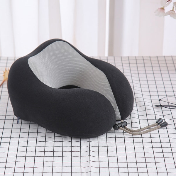 Myk og komfortabel reisepute U-formet Memory Foam Nap Bærbar Large, black 29*25*14cm