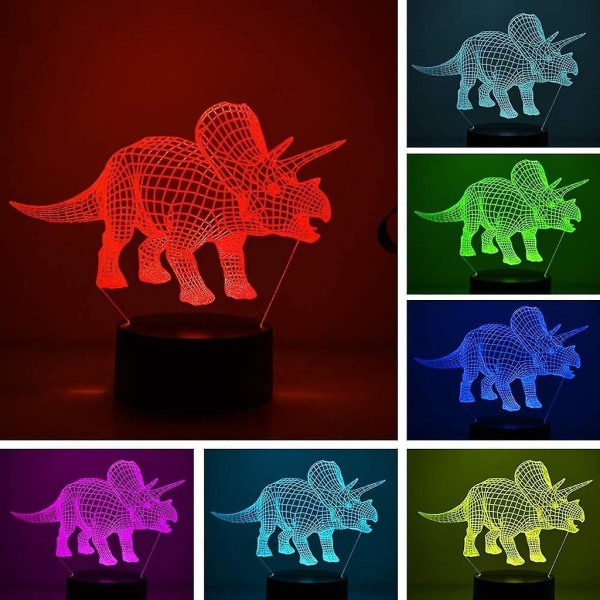 3d Illusion Night Light Dinosaur Night Sky 16 farver til børn Gi