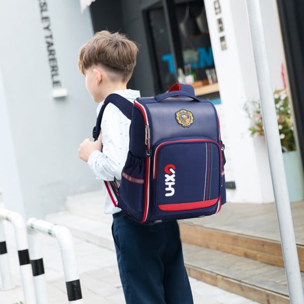 Fashion Colorblock integreret skoletaske til drenge og piger, klasse 1-3-6  folkeskoleelever Royal Green small Size 0075 | Royal Green small Size |  Fyndiq