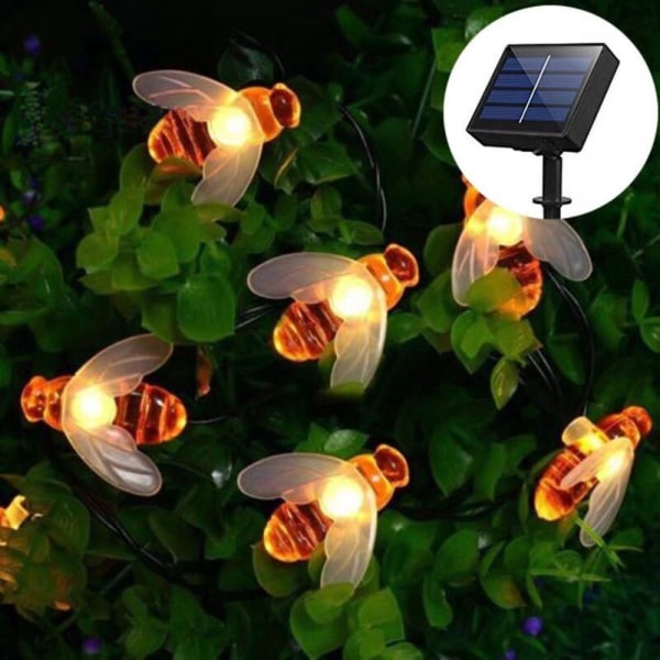 50LED 7M Simulering Honningbier Solenergi String Lampe Fairy Lights Batteri Garlands Hage Juleferie Deco LED Solar 5M 20LED
